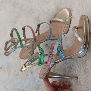 Steve Madden Jubliant Rainbow Mulri Color Metallic Strappy Buckles Dress Sandal